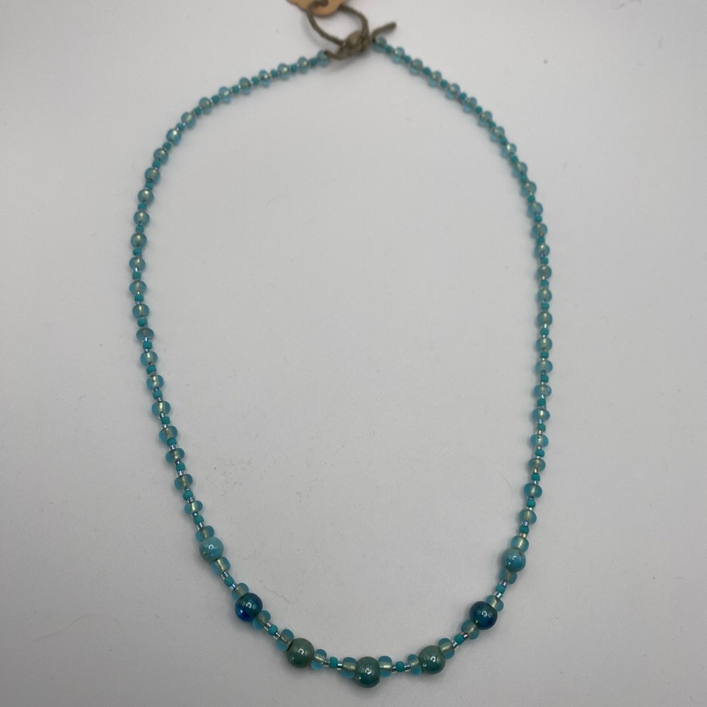 Aqua/Light Blue Beaded Necklace